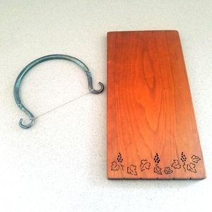 Charcuterie Board or Cheese Board.  Wooden with Pewter Cheese Cutter
